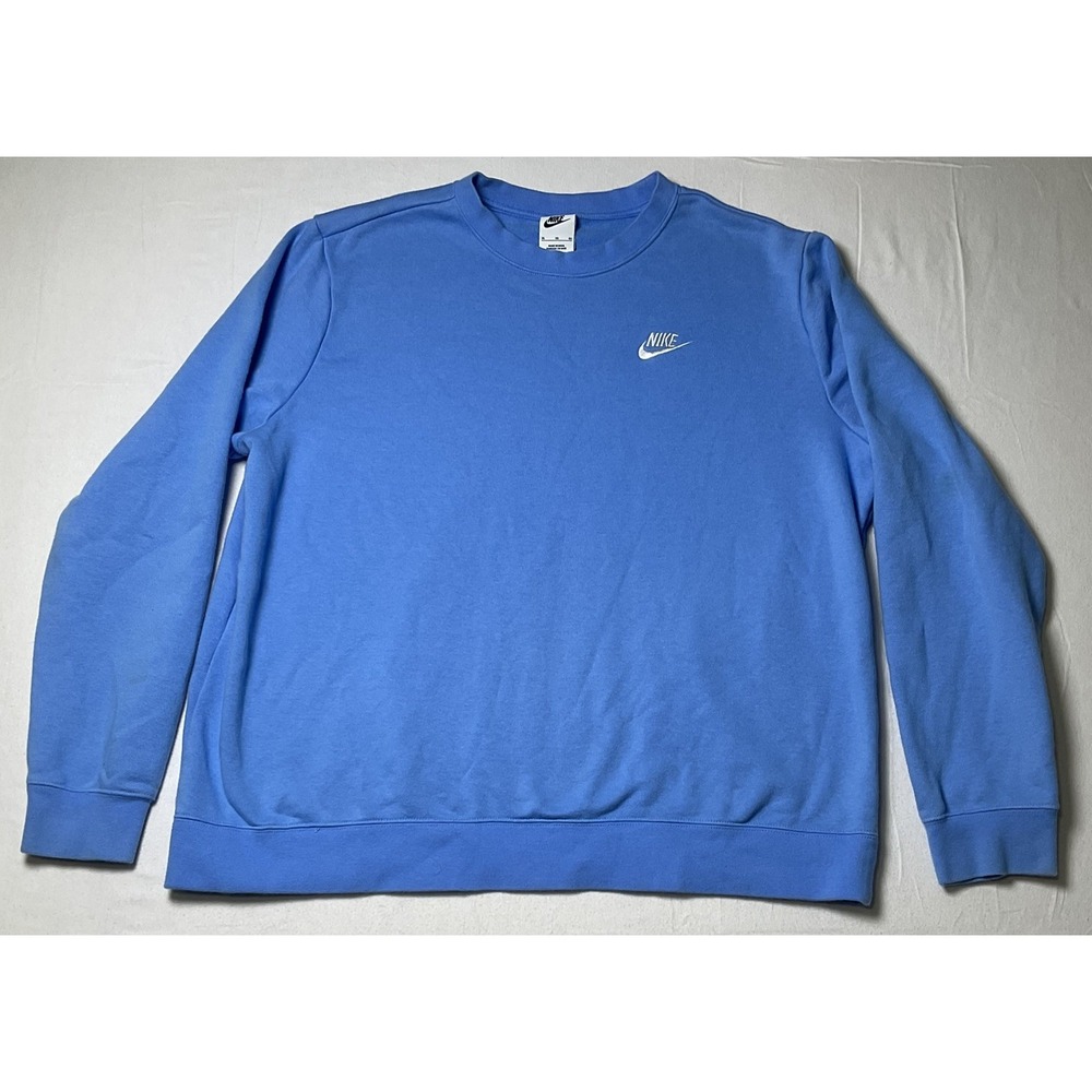 Nike Sweatshirt Mens XL Blue Club Fleece Swoosh Sportswear Crewneck Pullover 587